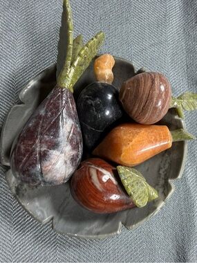 Alabaster Hand Carved Stone Fruit Set (Miniature) Multicolor Decorative Accents